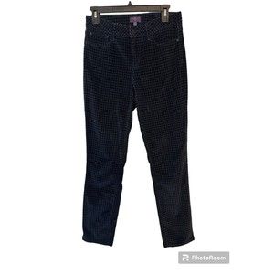 NYDJ Lift Tuck Pants Straight Leg Mid Rise Legging Black Gray Checkered Womens 4